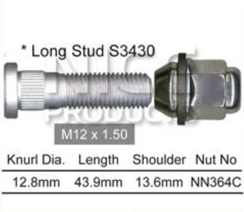KIA Wheel Stud & Nut Set Carens Steels Wheels / Carnival GQ Steels Wheels & More