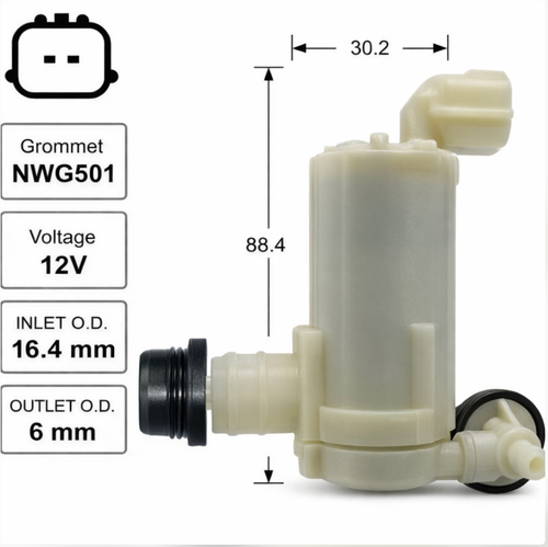 Front Windscreen Washer Pump for Mazda Mazda 2 DL Hatch (11/14 – 2021)