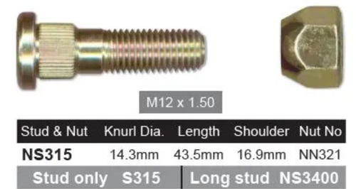 Mitsubishi Wheel Stud & Nut Set Pajero NA-NB All / Pajero NC-ND All & More
