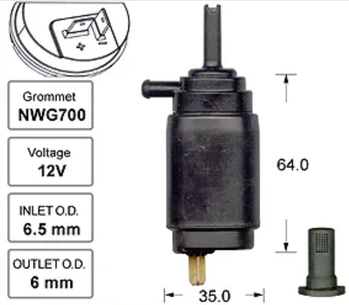 Front Windscreen Washer Pump for Fiat Ducato Van (01/88 – 01/07)