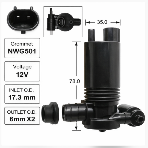 Front Windscreen Washer Pump for Nissan Juke F15 (06/10 – 2021)