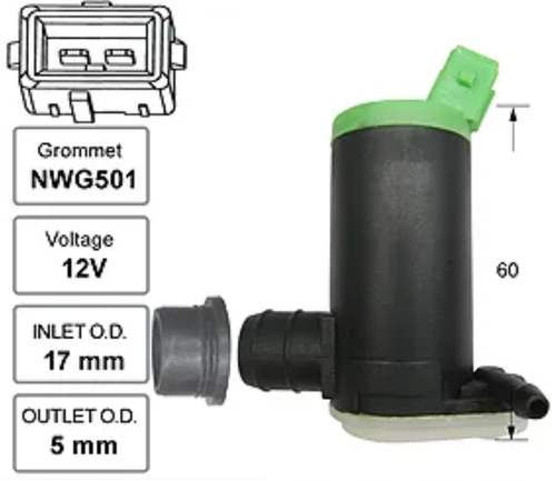 Front Windscreen Washer Pump for Peugeot 806 (06/94 – 08/02)