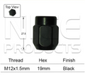4x LDV Black Wheel Nut D90