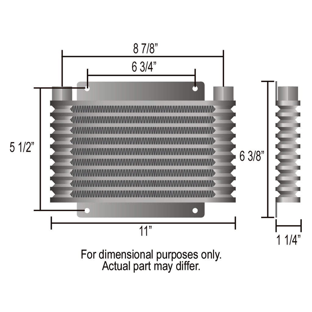 Derale Transmission 9 Row Plate & Fin 10-1/8"x5-1/2"x1-1/4" Cooler Kit