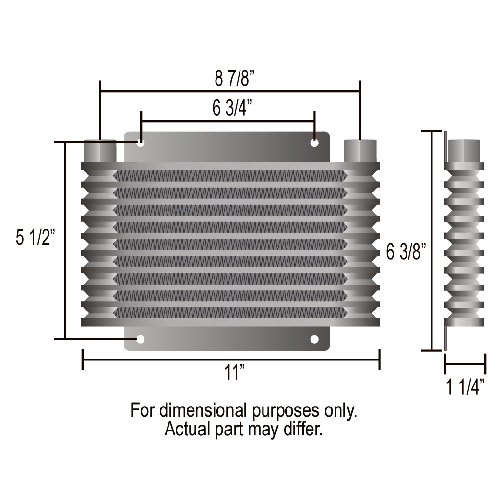 Derale Transmission 9 Row Plate & Fin 10-1/8"x5-1/2"x1-1/4" Cooler Kit