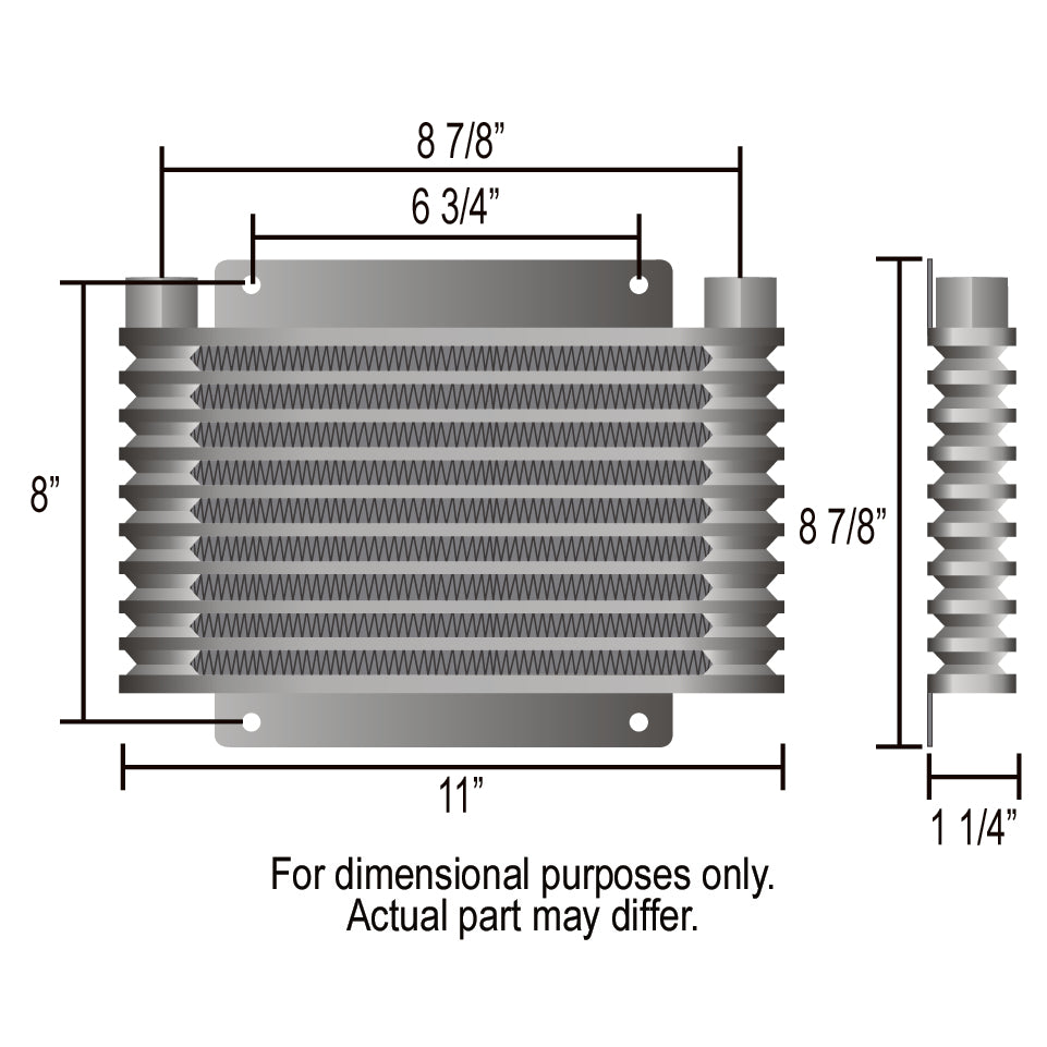 Derale Transmission 13 Row Plate & Fin 10-1/8"x8"x1-1/4" Cooler Kit