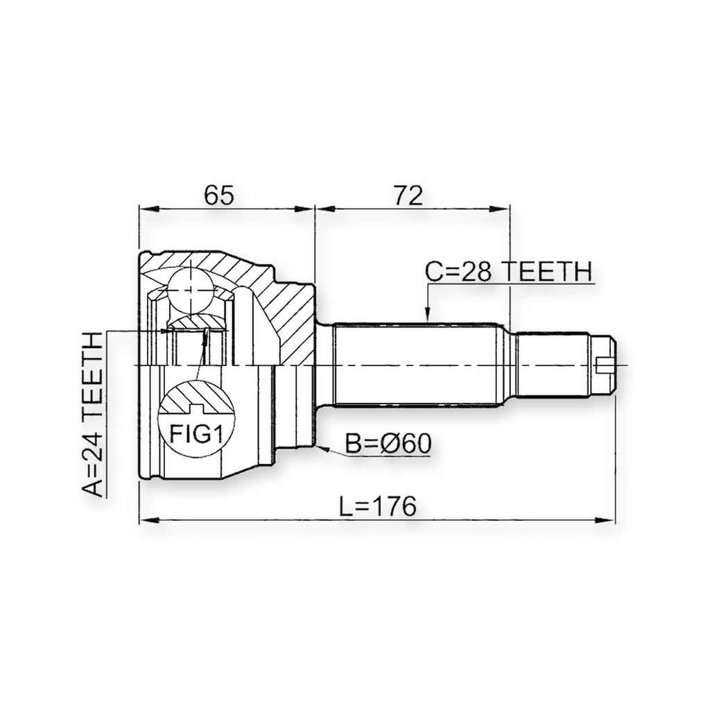 SsangYong Kyron Front Outer CV Joint 24X60X28