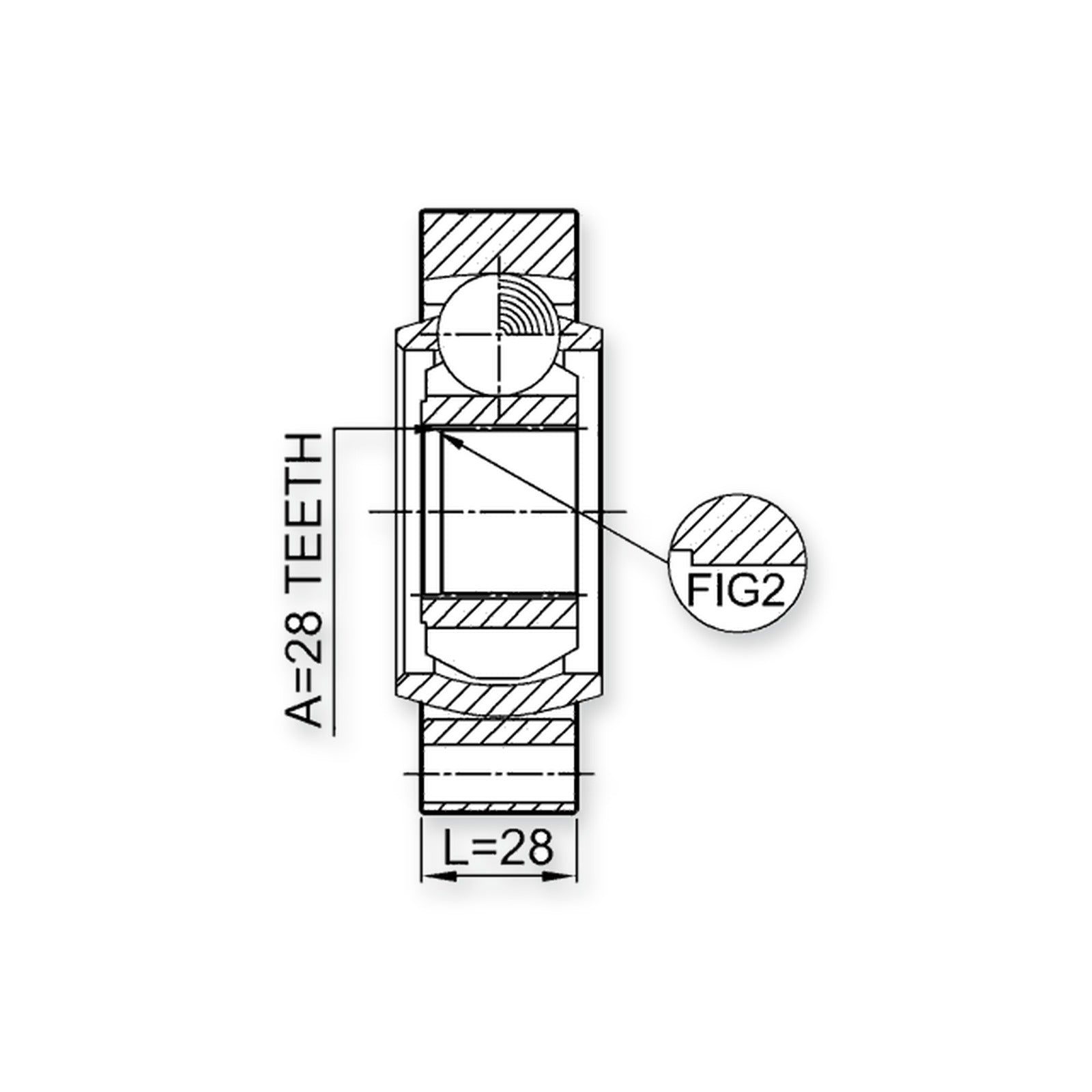 SsangYong Kyron Rear Inner CV Joint 28X94