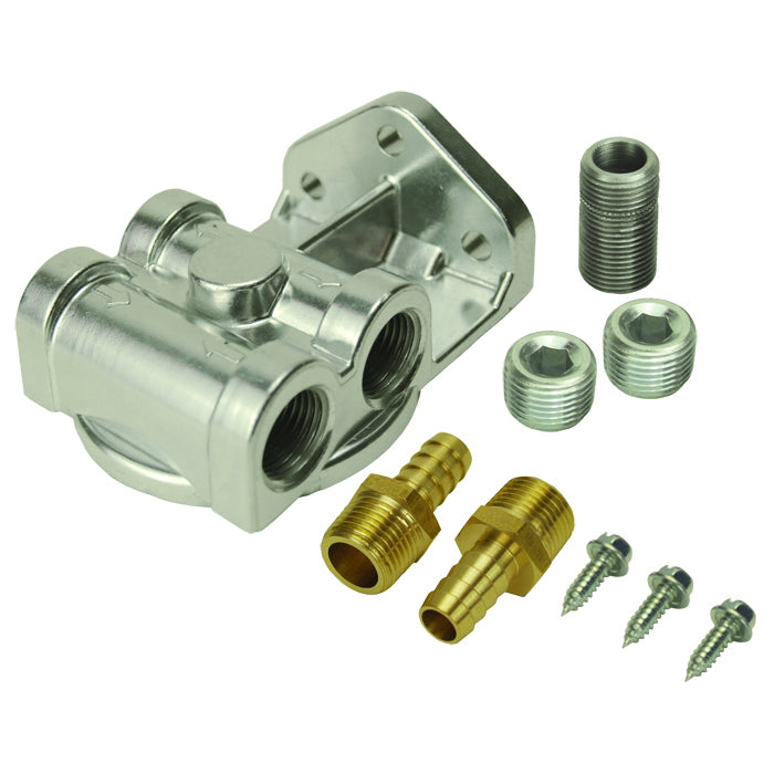 Derale Single Side Ports 1/2" NPT Remote Filter Mount Dual Side Ports