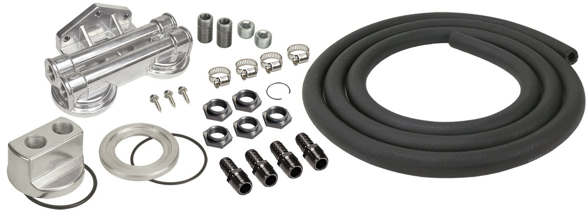 Derale Universal Oil Filter Relocation Kit, Dual Mount 1/2" NPT