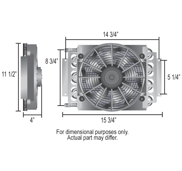Derale 8 Pass Electra-Cool Remote Fluid Cooler 15-3/4"x11-1/2"x4"