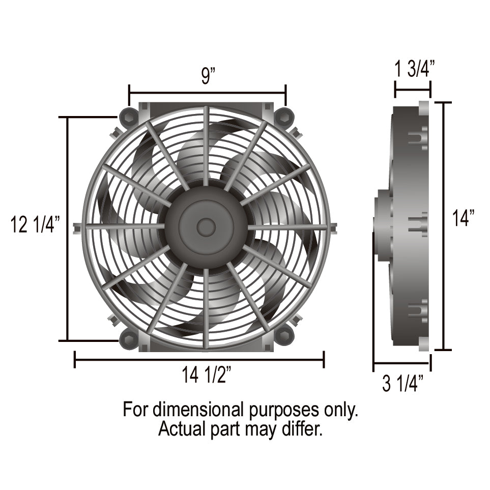 Derale 14" Tornado Reversible 1350Cfm Electric Fan with 180⁰F Thermostat