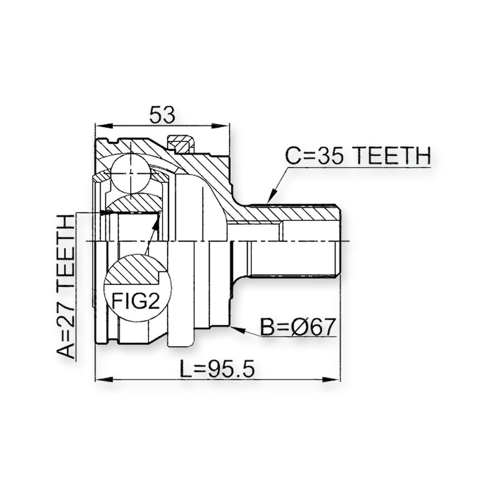 Mercedes-Benz C-Class Front Outer CV Joint 27X67X35 2000-2007