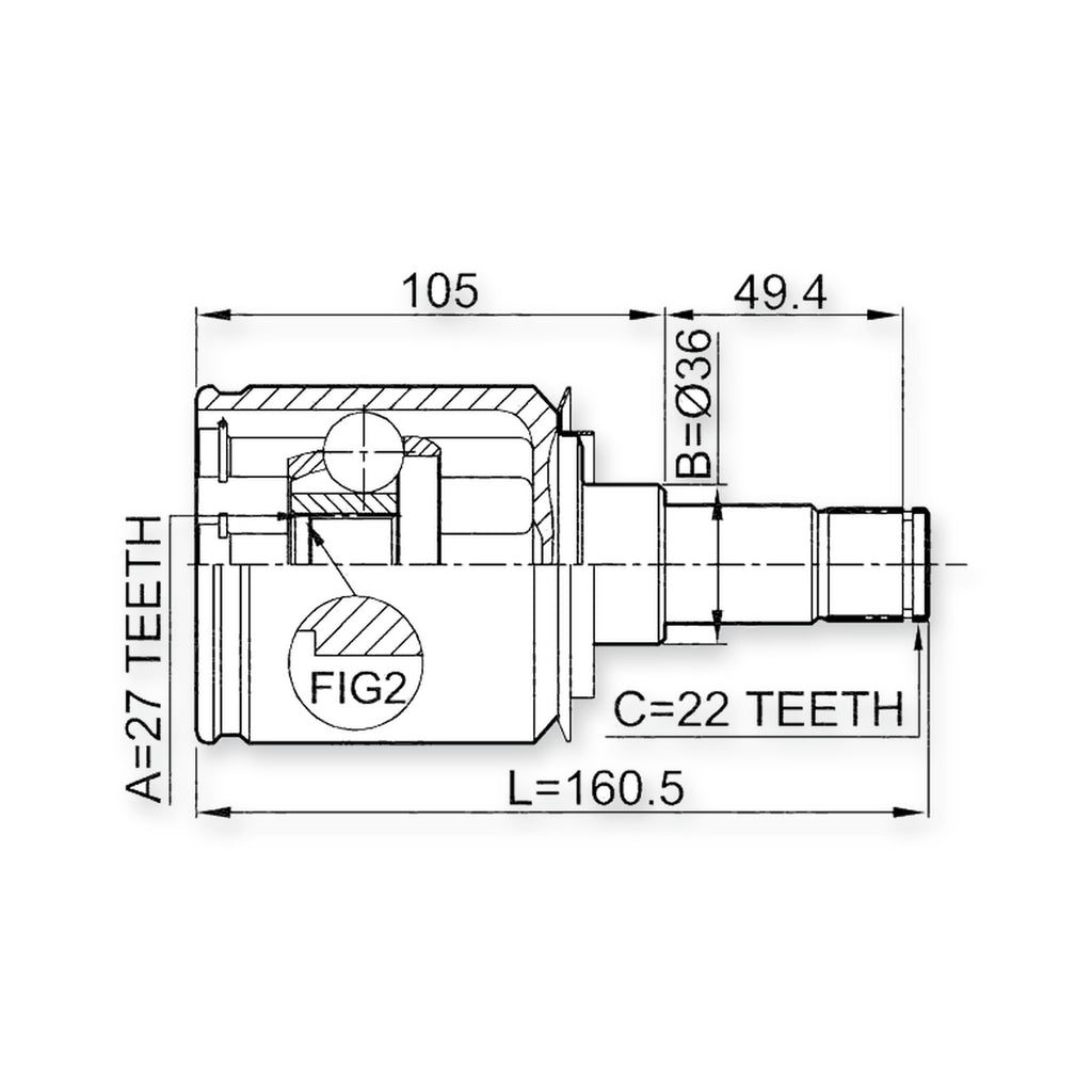 Mercedes-Benz A-Class Front Inner CV Joint 27X36X22 2003-2012