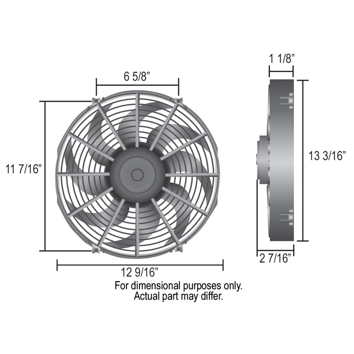 Derale 12" High Output Puller Curved Fan 1328Cfm IP68 Waterproof/Dustproof