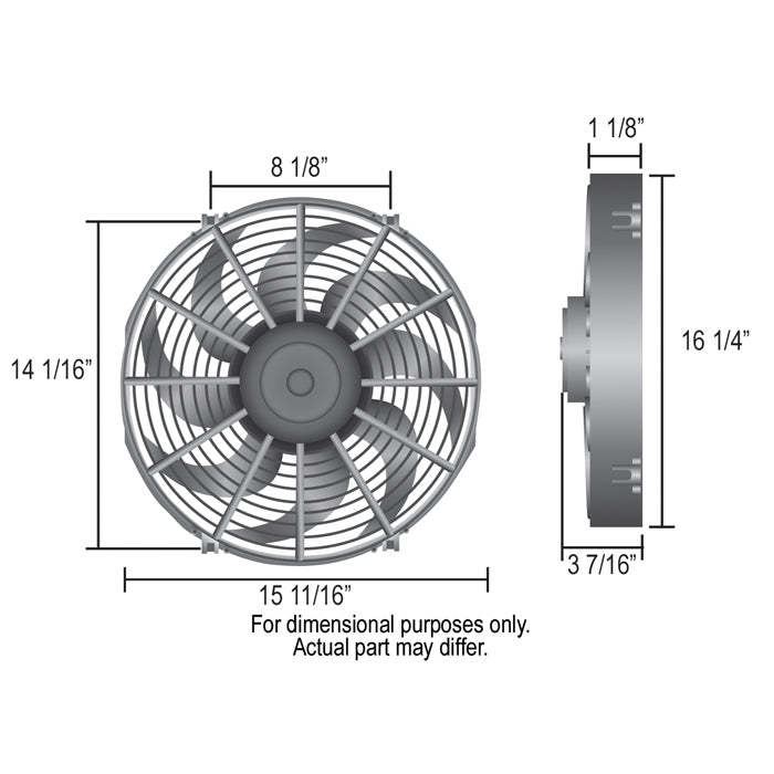Derale 16" High Output Puller Curved Fan 2024Cfm IP68 Waterproof/Dustrpoof