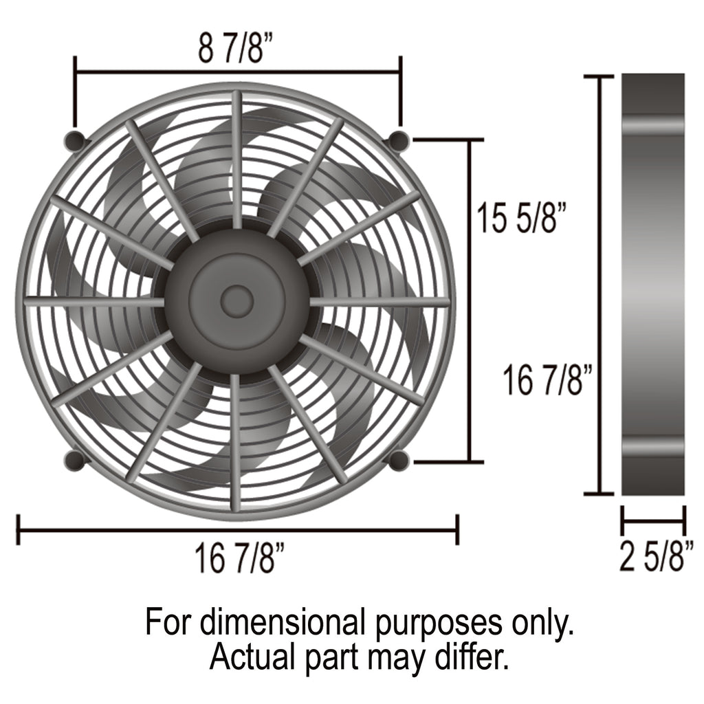 Derale 17" High Output Single Radiator Pusher/Puller 2 Speed Fan 2400Cfm