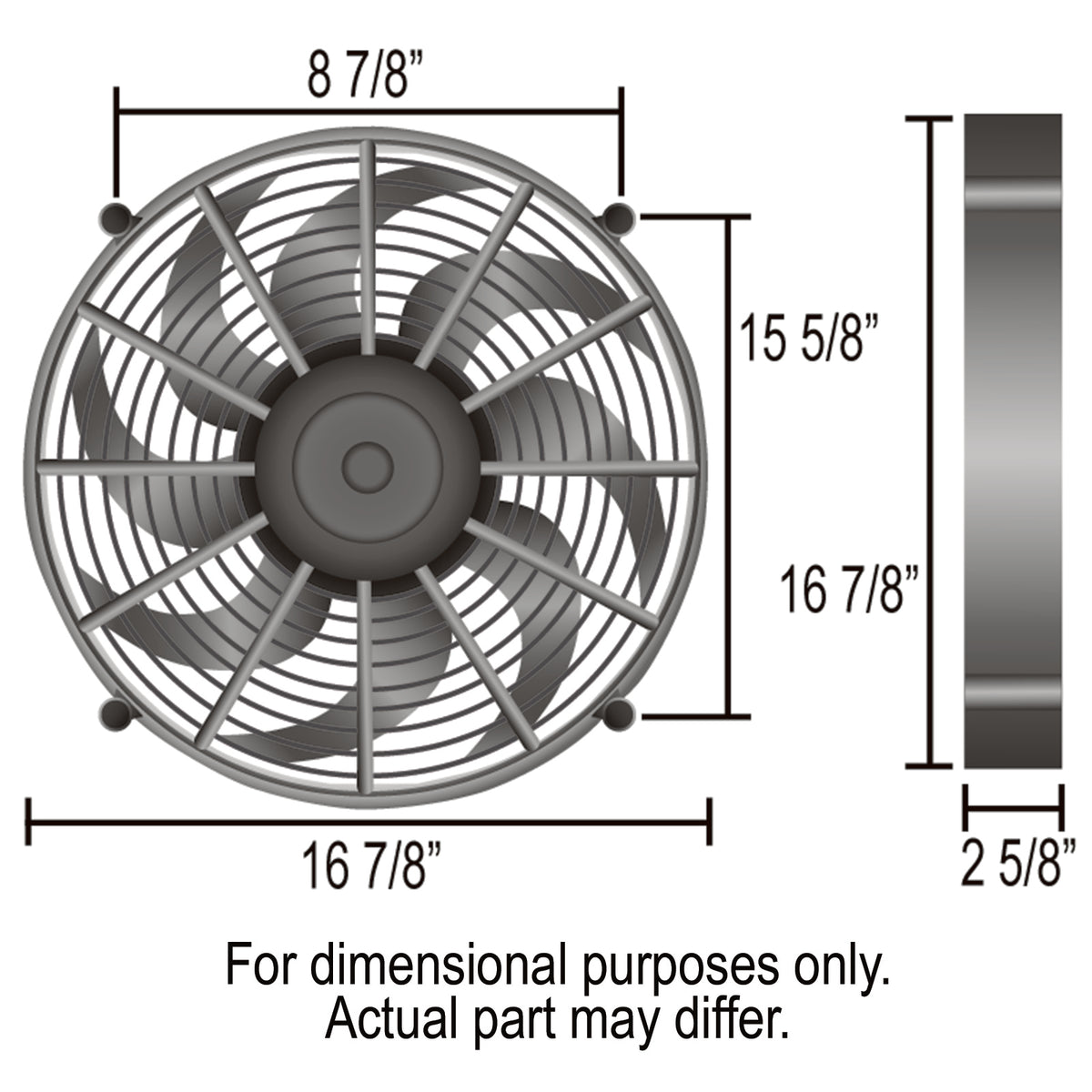 Derale 17" High Output Single Radiator Pusher/Puller 2 Speed Fan 2400Cfm