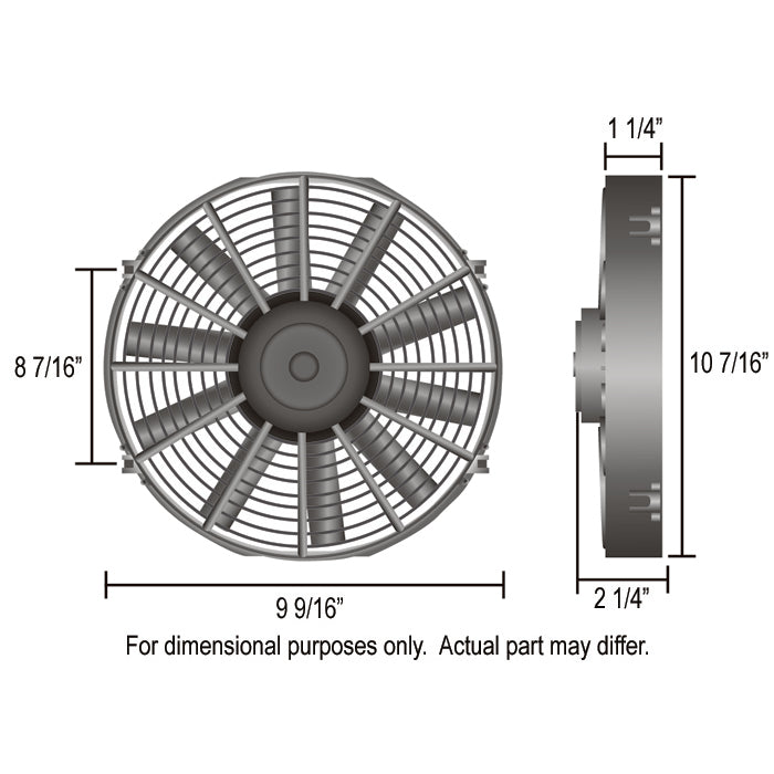Derale 9" Straight Blade Reversible 475Cfm Electric Fan with Thermostat