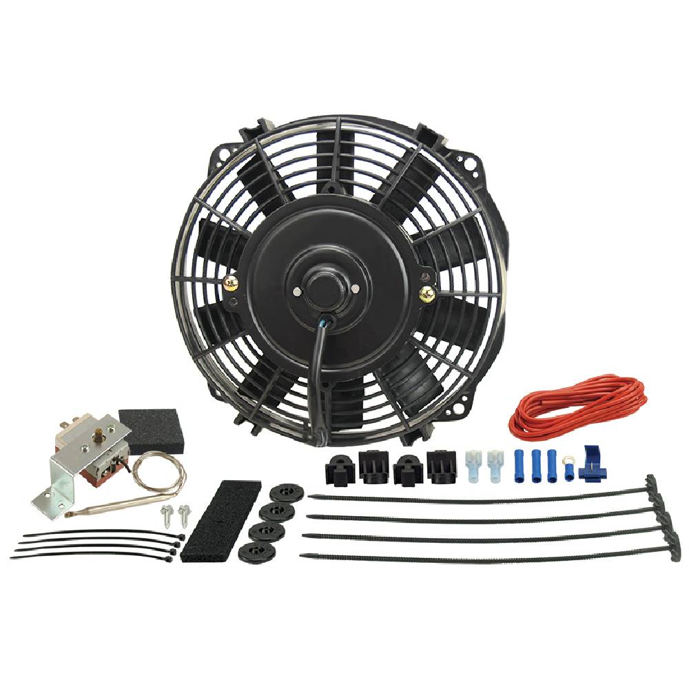 Derale 9" Straight Blade Reversible 475Cfm Electric Fan with Thermostat