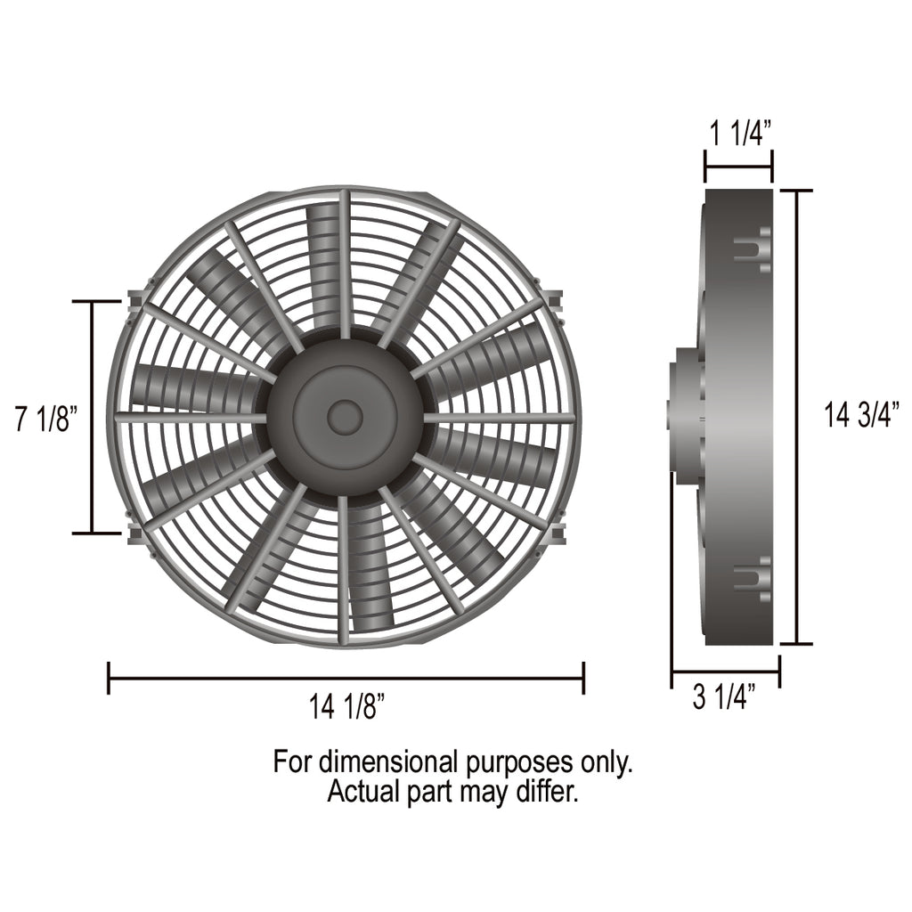 Derale 14" Straight Blade Reversible 1225Cfm Electric Fan with Thermostat