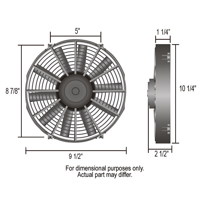 Derale 9" Tornado Electric Reversible Puller Fan with Mount Kit 570Cfm