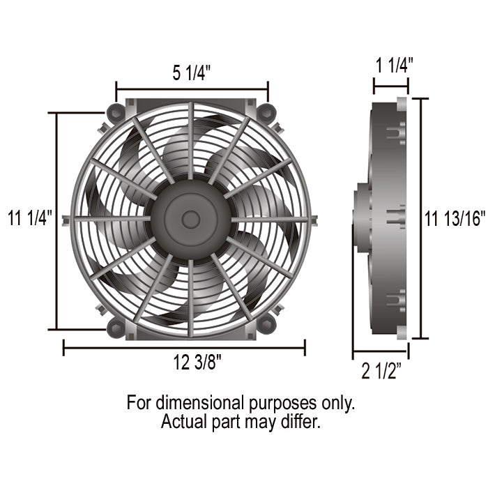 Derale 12" Tornado Electric Reversible Puller Fan with Mount Kit 880Cfm
