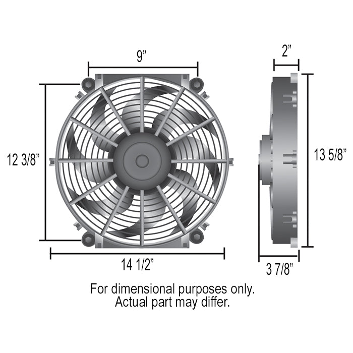 Derale 14" Tornado Electric Reversible Puller Fan with Mount Kit 1350Cfm