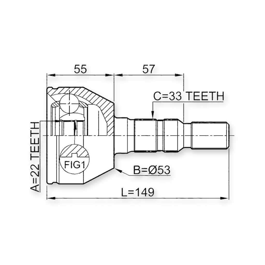 Opel Astra H Front Outer CV Joint 22X53X33