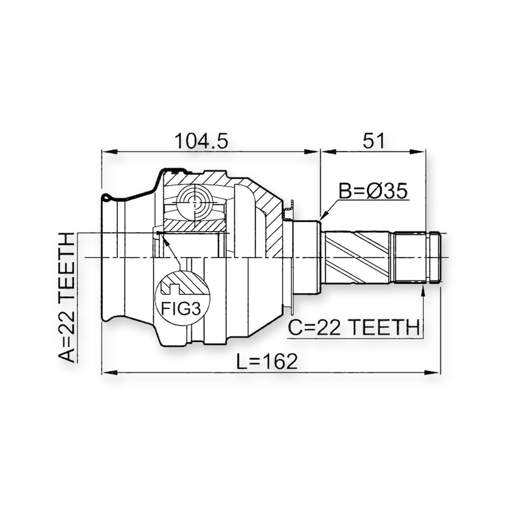 Opel Astra H Front Inner CV Joint 22X35X22