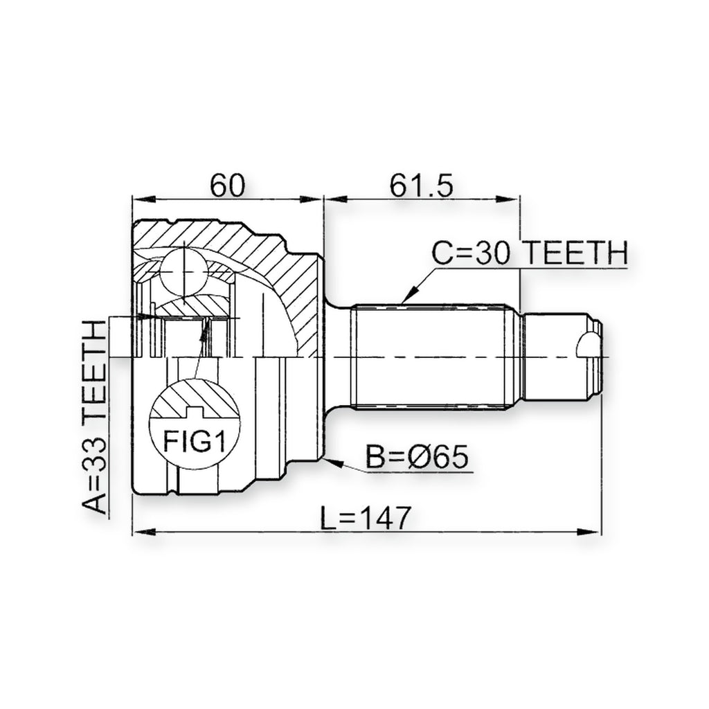 BMW 7 G12 Front Outer CV Joint 33X65X30