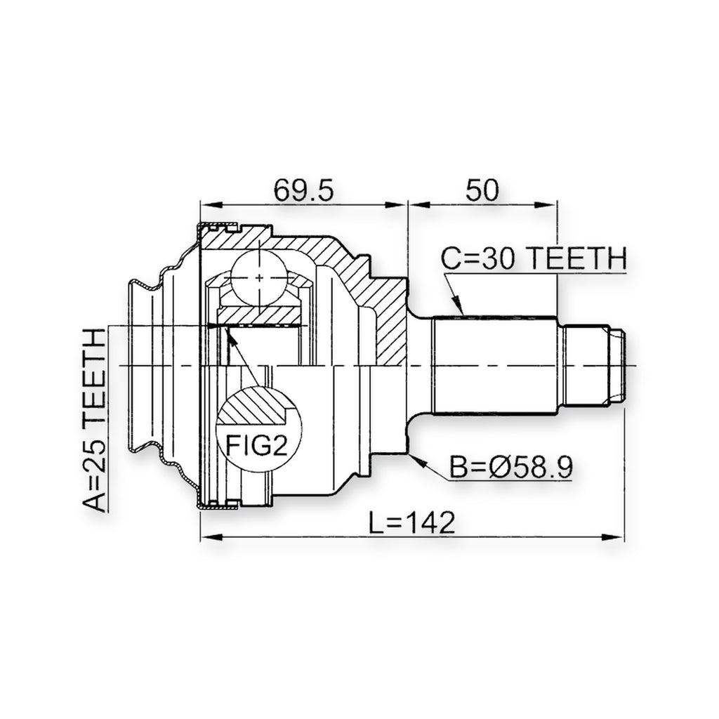 BMW X5 E53 Rear Outer CV Joint 25X60X30