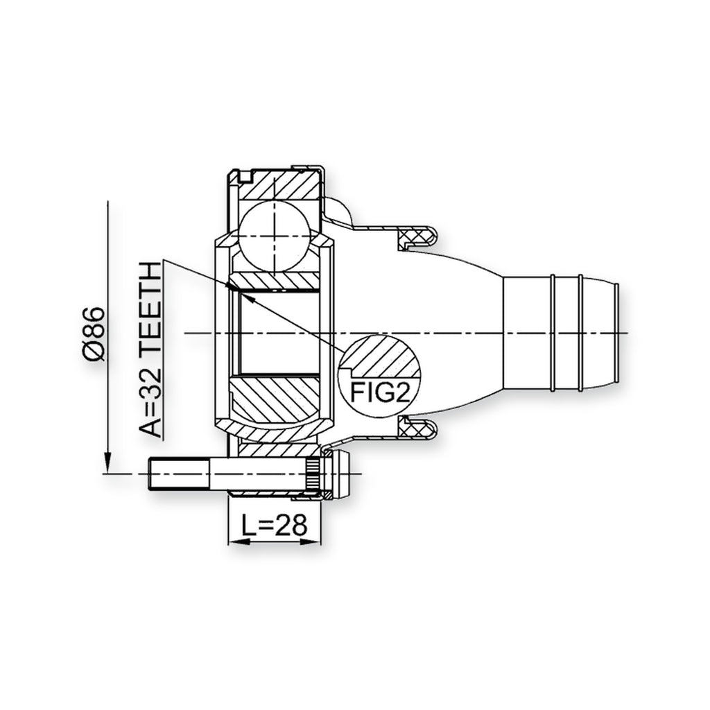 BMW 3 E36 Propshaft CV Joint 32X100