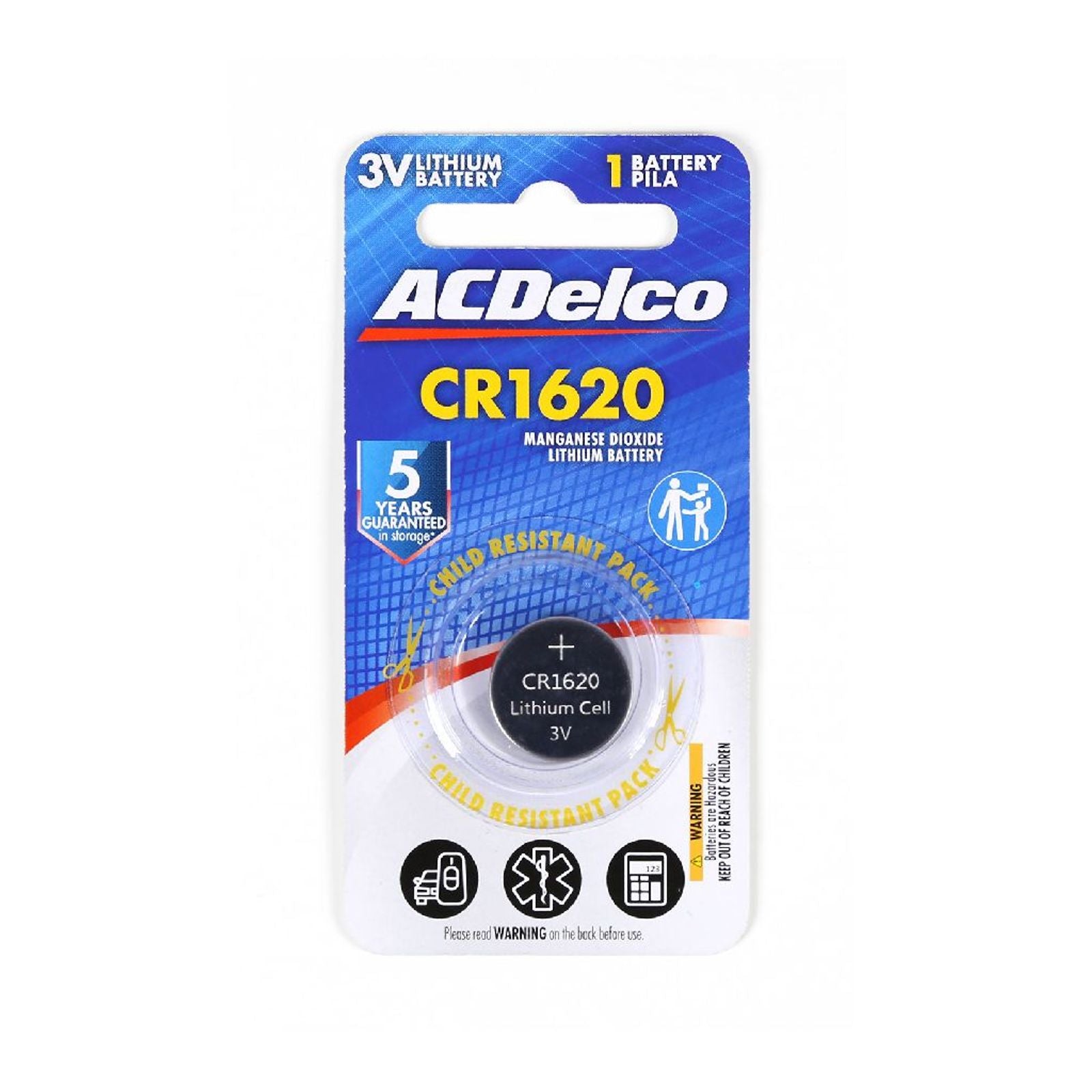 ACDelco Button Battery CR1620 Car Remote Battery 3V Lithium
