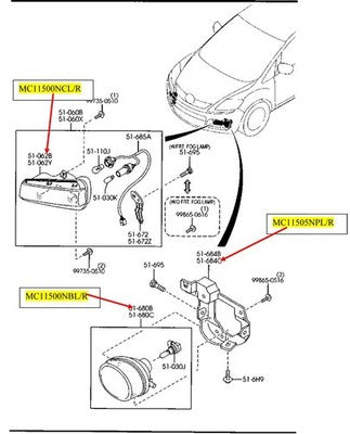 Genuine Mazda Cx7 Fog Lamp Left Hand Rectangular (09/06-07/09)