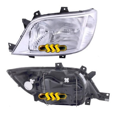 Mercedes Sprinter Van Head Lamp Left Hand 2/03, Half Milky Lens (06/00-09/06)