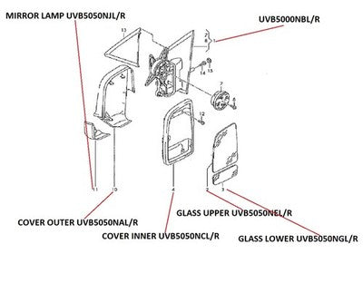 Genuine Volkswagen Crafter Van Door Mirror Glass Left Hand Lower (05/11-12/16)