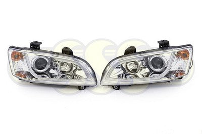 Holden Commodore Head Lamp Set Left Hand + Right Hand Chrome (07/06-09/10)