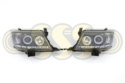 Toyota Hilux 1988-On Head Lamp Set Left Hand + Right Hand Black (07/11-08/15)