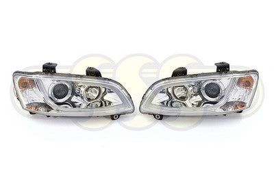 Holden Commodore Head Lamp Set Left Hand + Right Hand Chrome (09/10-05/13)