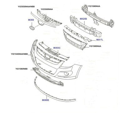 Genuine Hyundai I20 Grille Mould Black (04/09-06/12)