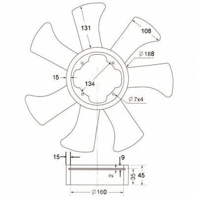 Nissan / Datsun Patrol GU Radiator Fan Blades Type 2 10/97 TB42 Type (1988-1993)