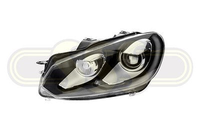 Volkswagen Golf Head Lamp Left Hand Black/Chrome With Xenon No LED (12/09-10/13)