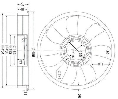 Toyota Hilux 1988-On Radiator Fan Blades 3VZE -8/93 (11/91-08/94)