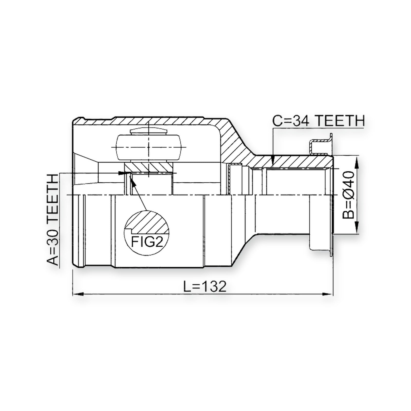 Dodge Challenger Front Inner CV Joint 30X40X34