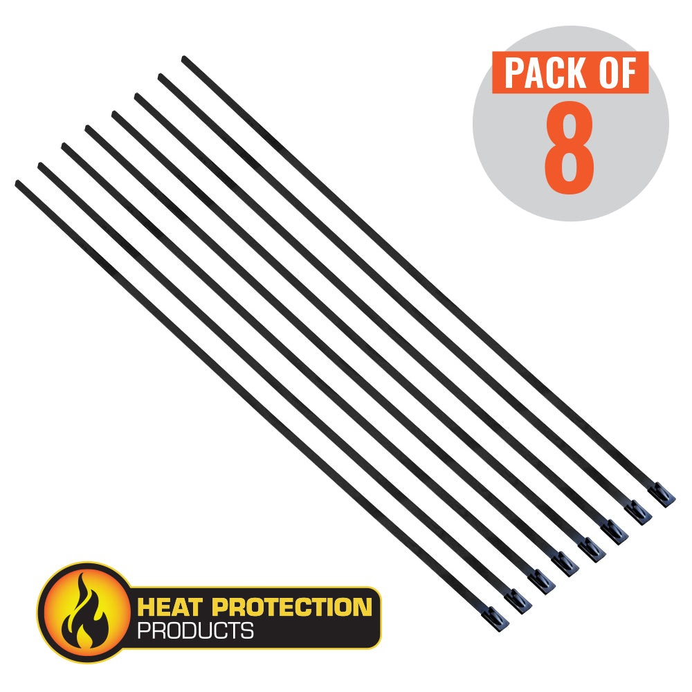 Heat Protection Exhaust Wrap Locking Ties 200mm (8 Inch) Long Heavy Duty Qty 8