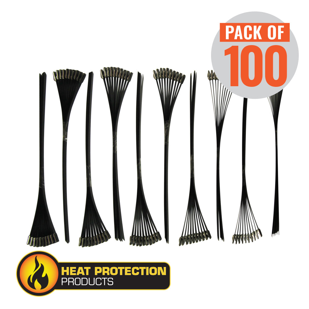 Heat Protection Exhaust Wrap Locking Ties 200mm (8 Inch) Long Heavy Duty Qty 100