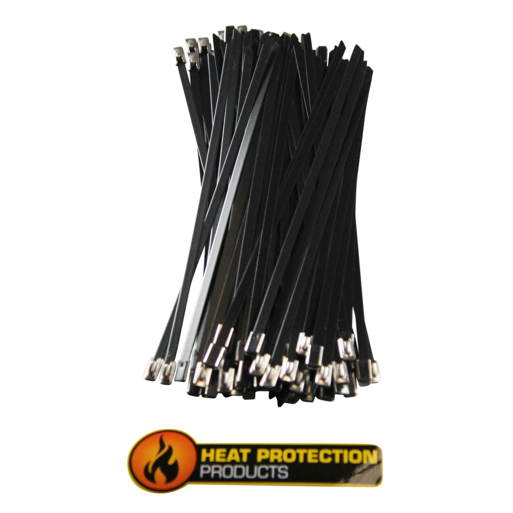 Heat Protection Exhaust Wrap Locking Ties 200mm (8 Inch) Long Heavy Duty Qty 100