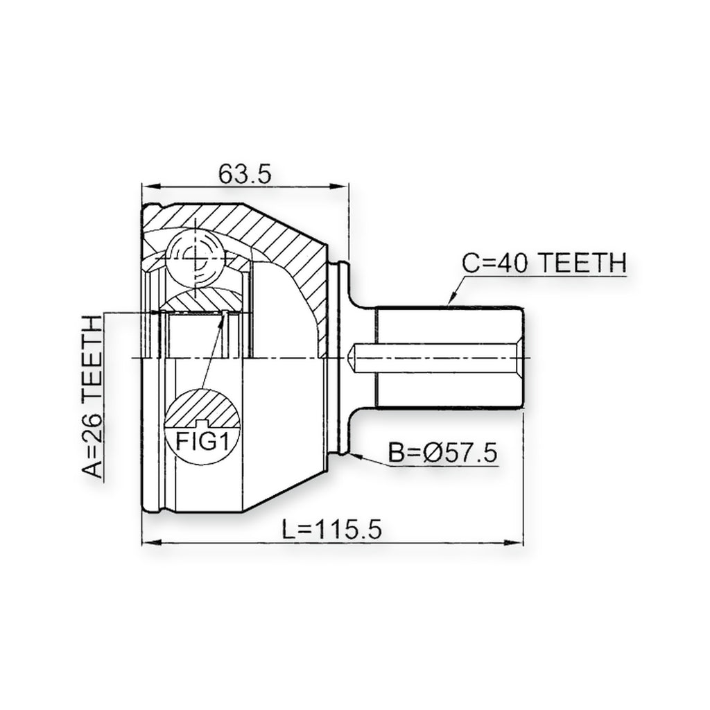 Ford Mondeo CA2 Front Outer CV Joint 26X57.5X40