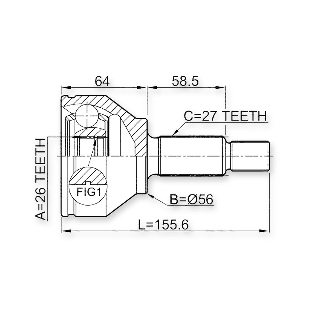 Ford Focus Front Outer CV Joint 26X56X27